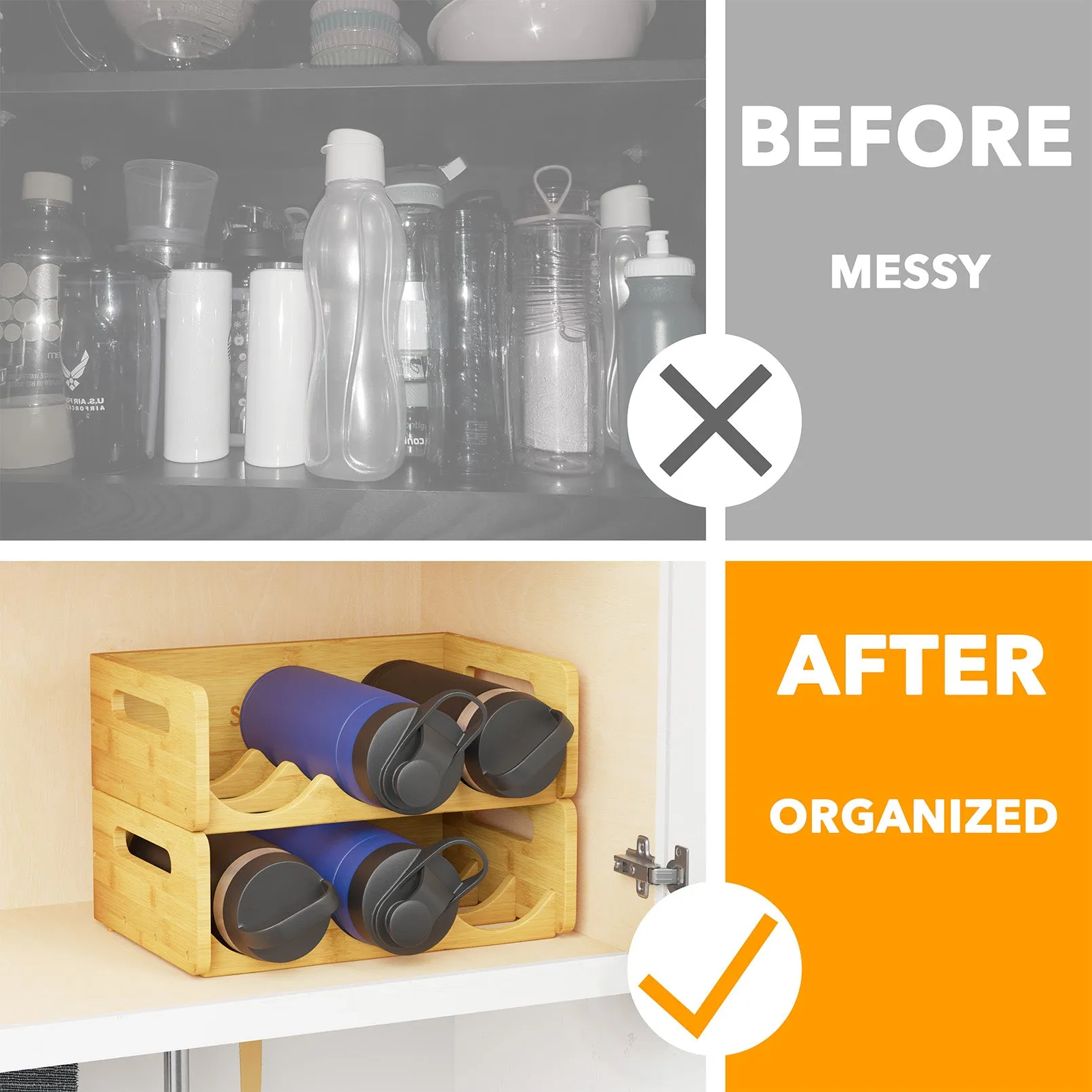 SpaceAid® Water Bottle Organizer Tumbler Organizers, Wine Bottle Storage