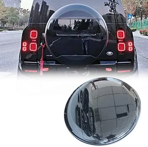 Spare Tyre Cover Compatible with Land Rover Defender 2020 2021 2022， Glossy Black ABS Tyre Covers with Letter， Land Rover Defender Accessories(Black， R18-R20)