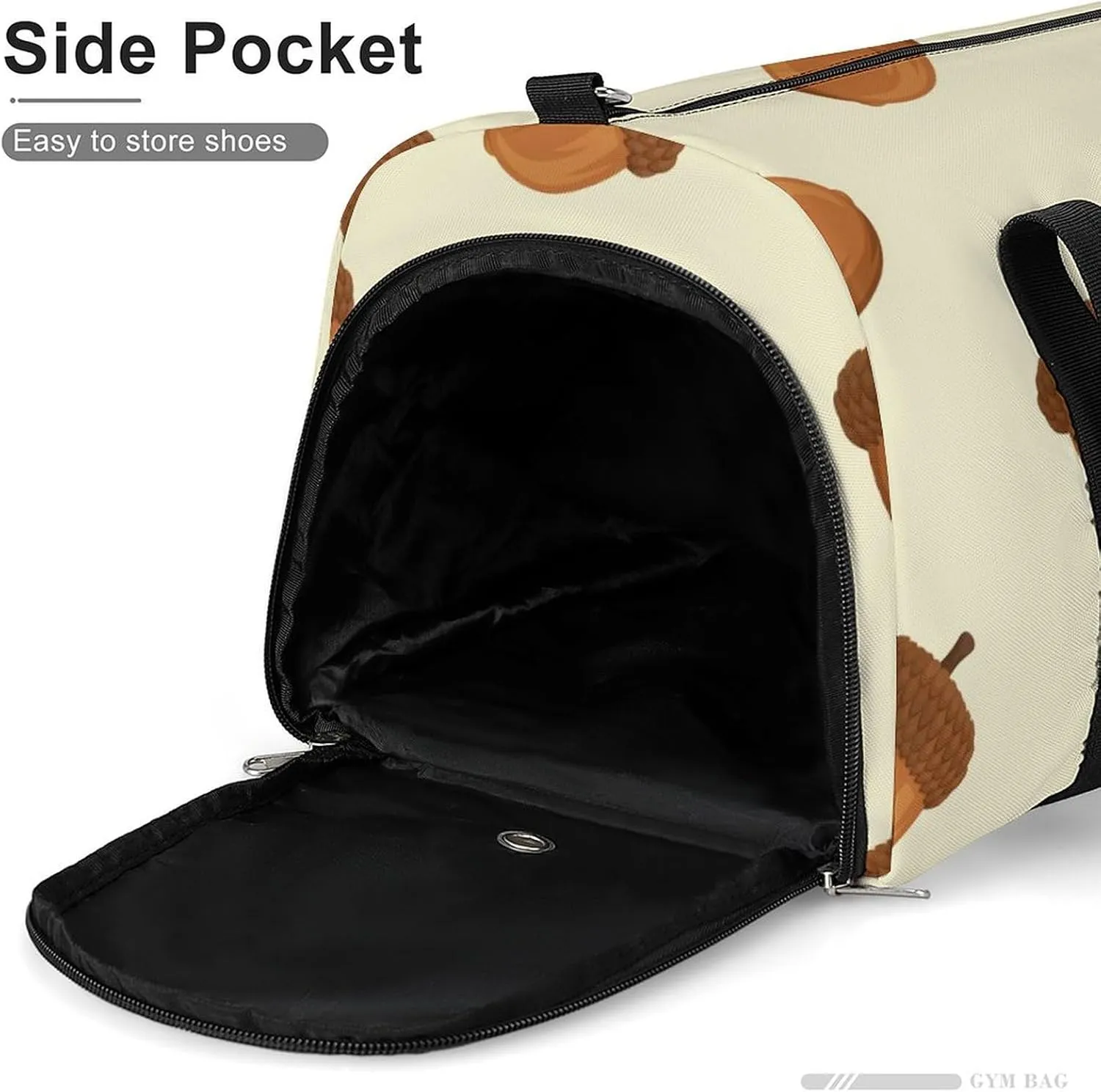 Sport Gym Duffel with Shoe Compartment Wet Pocket, Acorn-cartoon-pattern Shoulder Travel Bag for Women Men, style-2