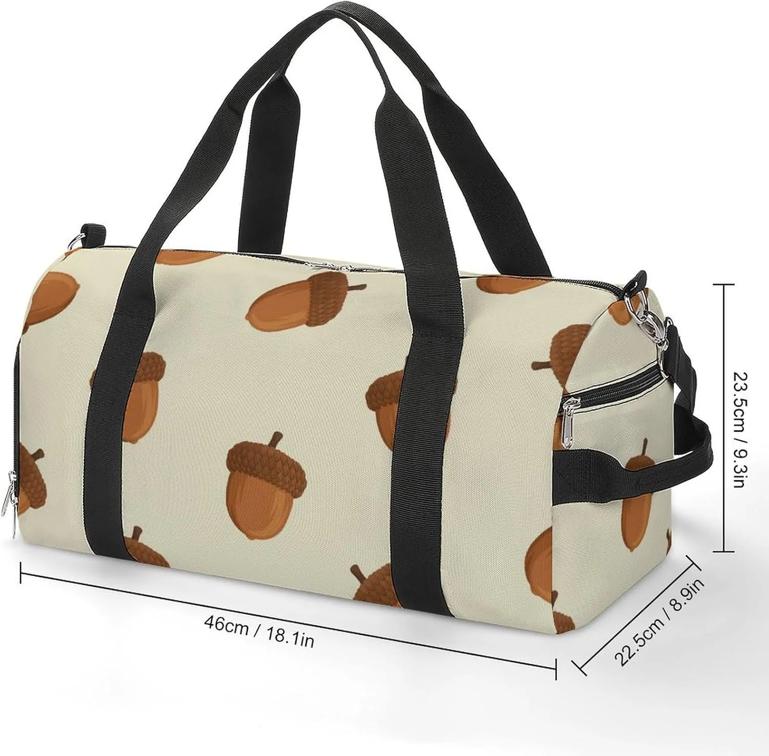 Sport Gym Duffel with Shoe Compartment Wet Pocket, Acorn-cartoon-pattern Shoulder Travel Bag for Women Men, style-2