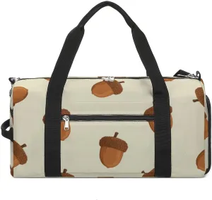 Sport Gym Duffel with Shoe Compartment Wet Pocket, Acorn-cartoon-pattern Shoulder Travel Bag for Women Men, style-2