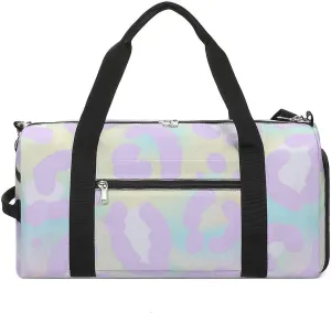Sport Gym Duffel with Shoe Compartment Wet Pocket, Animal-print-leopard-skin Shoulder Travel Bag for Women Men, style-4