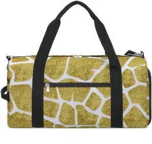 Sport Gym Duffel with Shoe Compartment Wet Pocket, Animal-prints Yellow2 Shoulder Travel Bag for Women Men