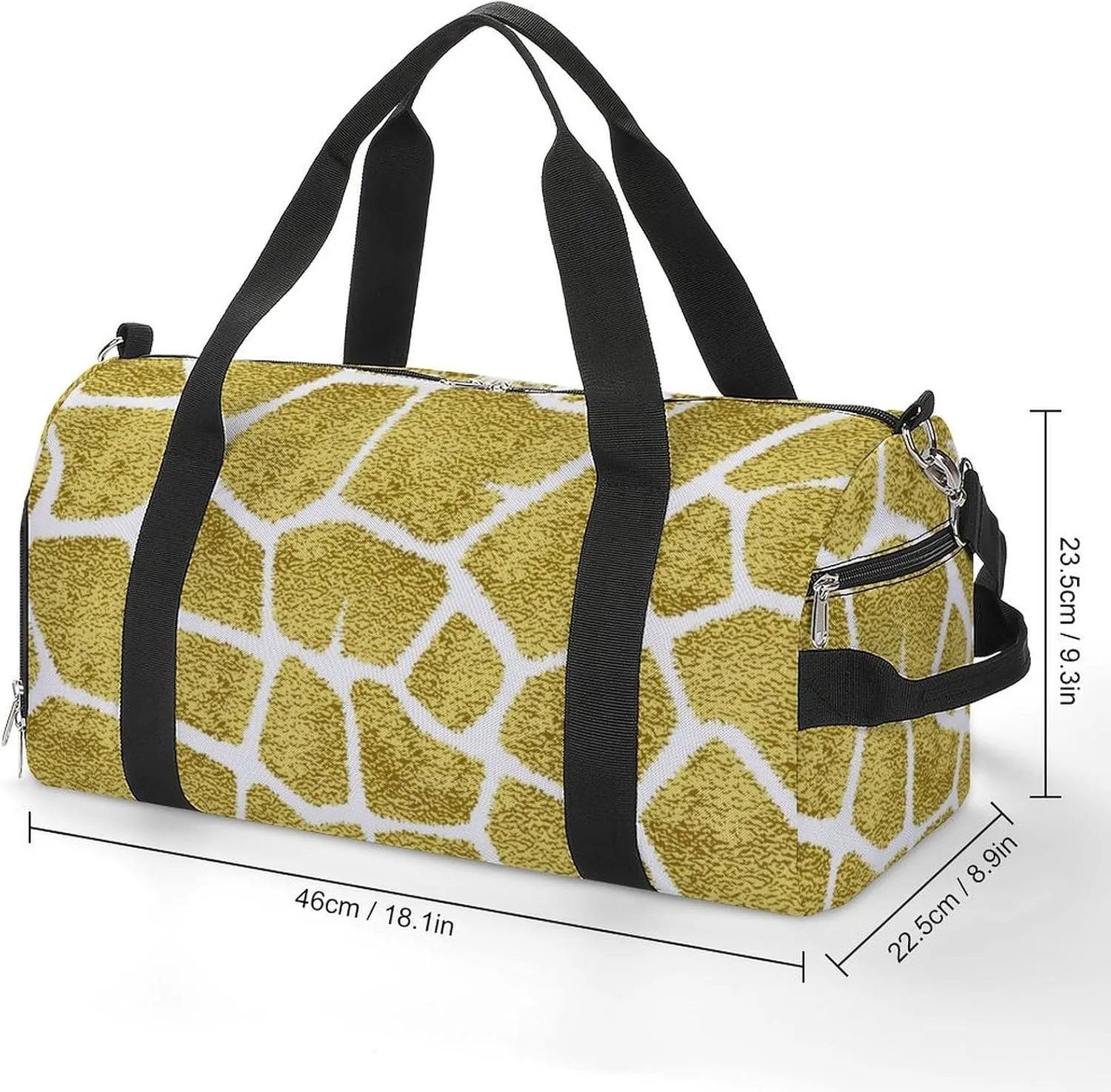 Sport Gym Duffel with Shoe Compartment Wet Pocket, Animal-prints Yellow2 Shoulder Travel Bag for Women Men