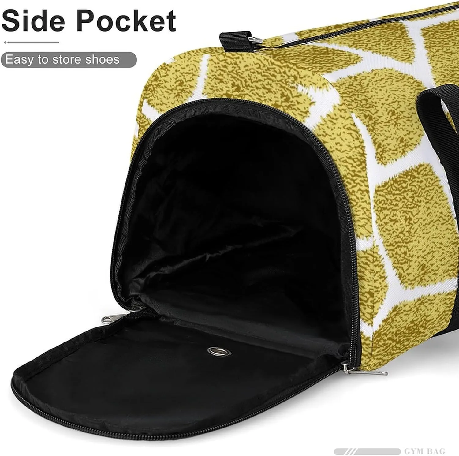 Sport Gym Duffel with Shoe Compartment Wet Pocket, Animal-prints Yellow2 Shoulder Travel Bag for Women Men