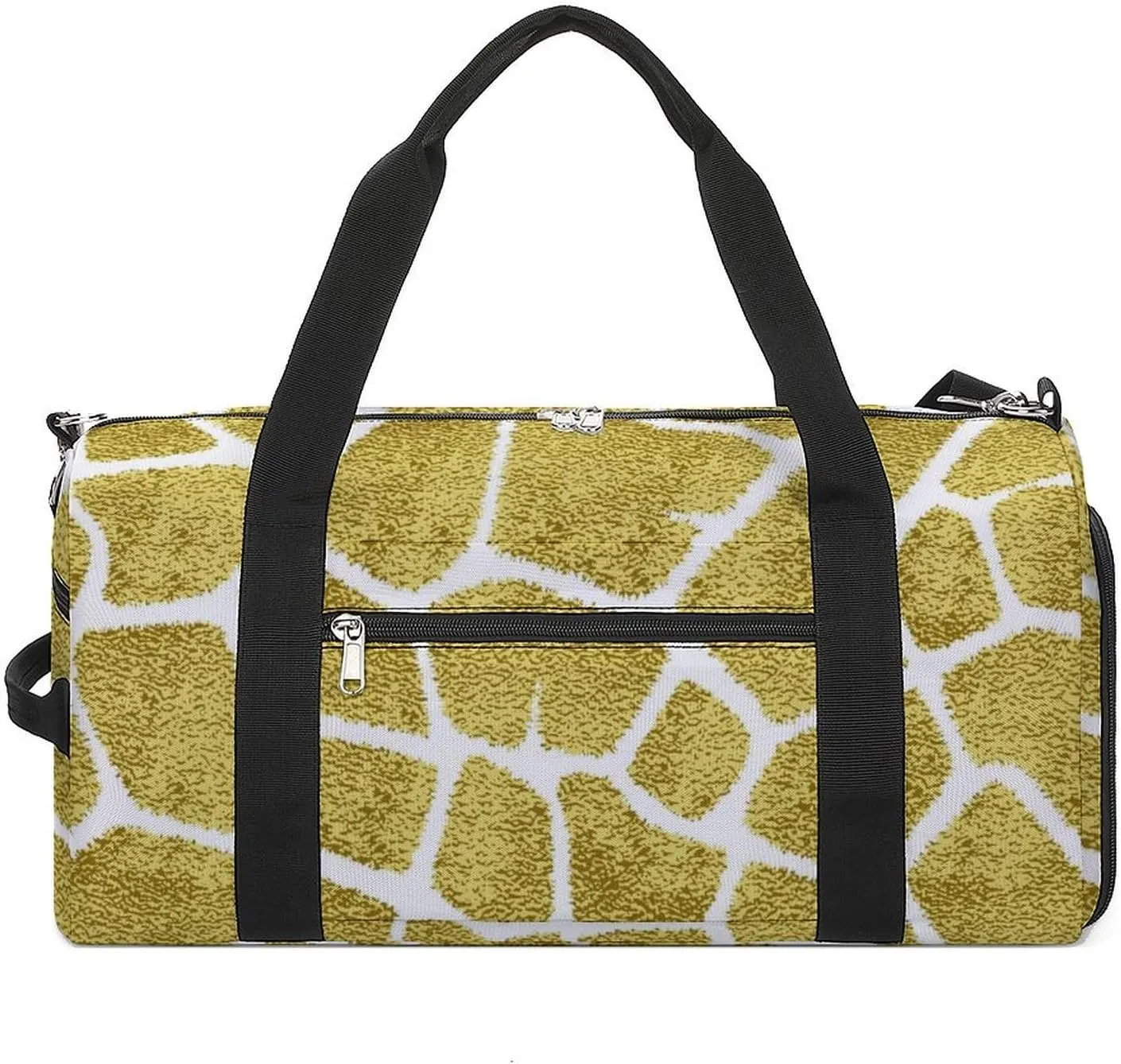 Sport Gym Duffel with Shoe Compartment Wet Pocket, Animal-prints Yellow2 Shoulder Travel Bag for Women Men