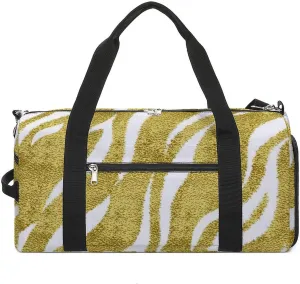 Sport Gym Duffel with Shoe Compartment Wet Pocket, Animal-prints Yellow3 Shoulder Travel Bag for Women Men