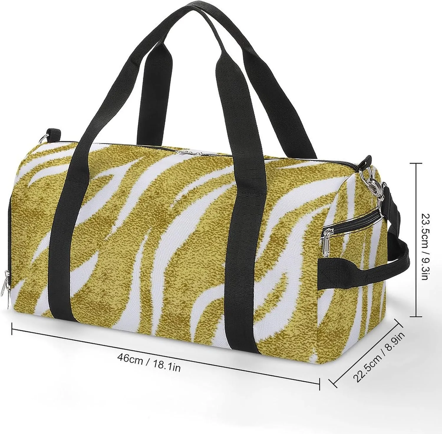 Sport Gym Duffel with Shoe Compartment Wet Pocket, Animal-prints Yellow3 Shoulder Travel Bag for Women Men