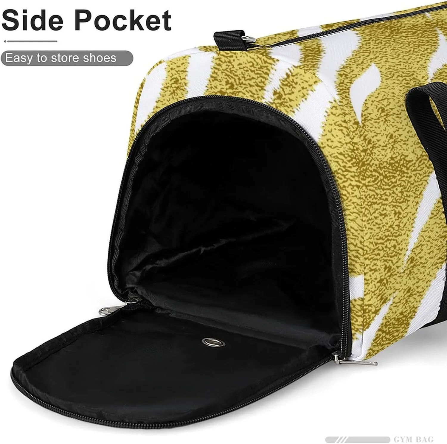 Sport Gym Duffel with Shoe Compartment Wet Pocket, Animal-prints Yellow3 Shoulder Travel Bag for Women Men