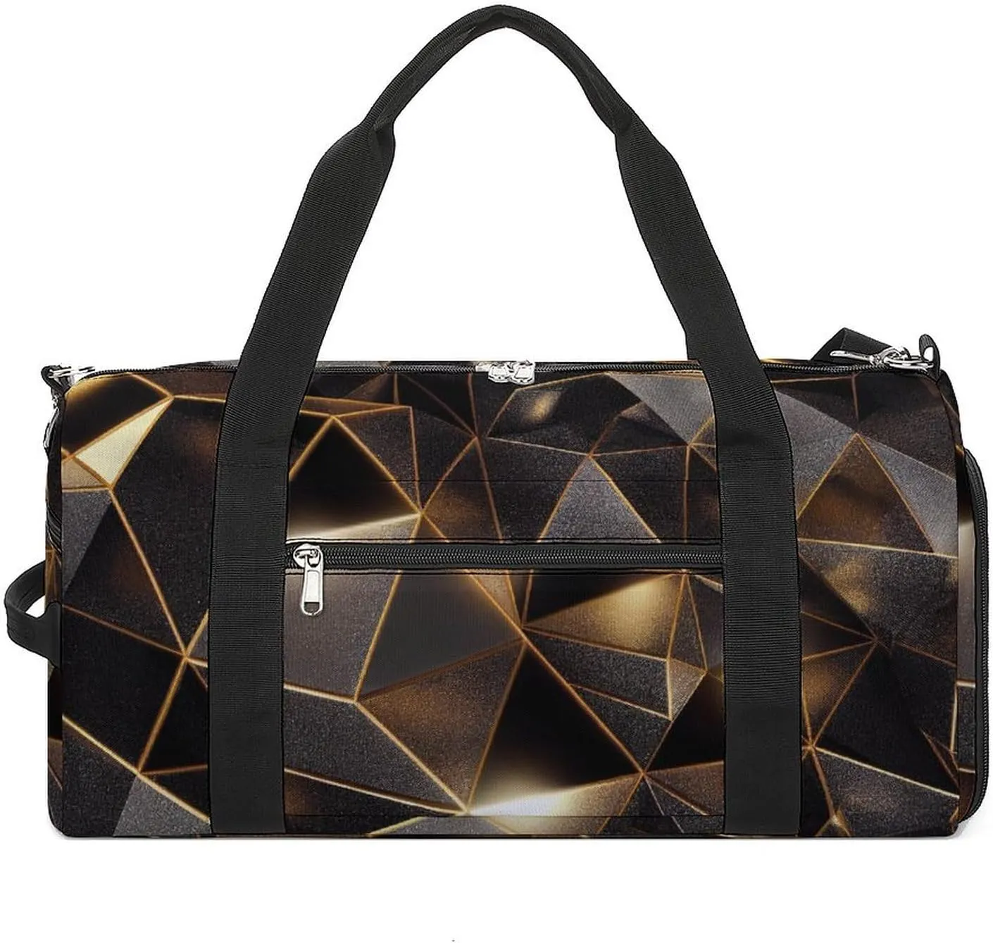 Sport Gym Duffel with Shoe Compartment Wet Pocket, Black-yellow-triangle-crystal Shoulder Travel Bag for Women Men, style-3