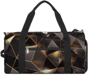 Sport Gym Duffel with Shoe Compartment Wet Pocket, Black-yellow-triangle-crystal Shoulder Travel Bag for Women Men, style-3
