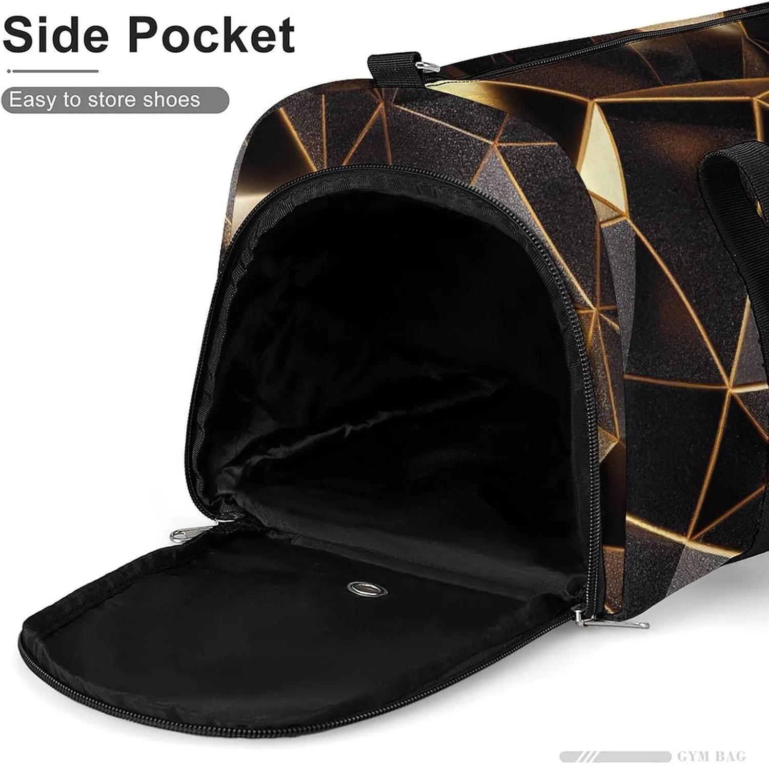 Sport Gym Duffel with Shoe Compartment Wet Pocket, Black-yellow-triangle-crystal Shoulder Travel Bag for Women Men, style-3
