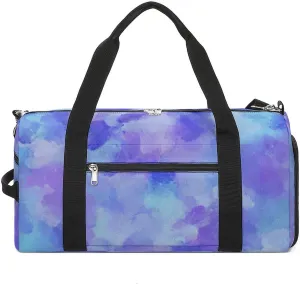 Sport Gym Duffel with Shoe Compartment Wet Pocket, Blue-oil-painting Shoulder Travel Bag for Women Men