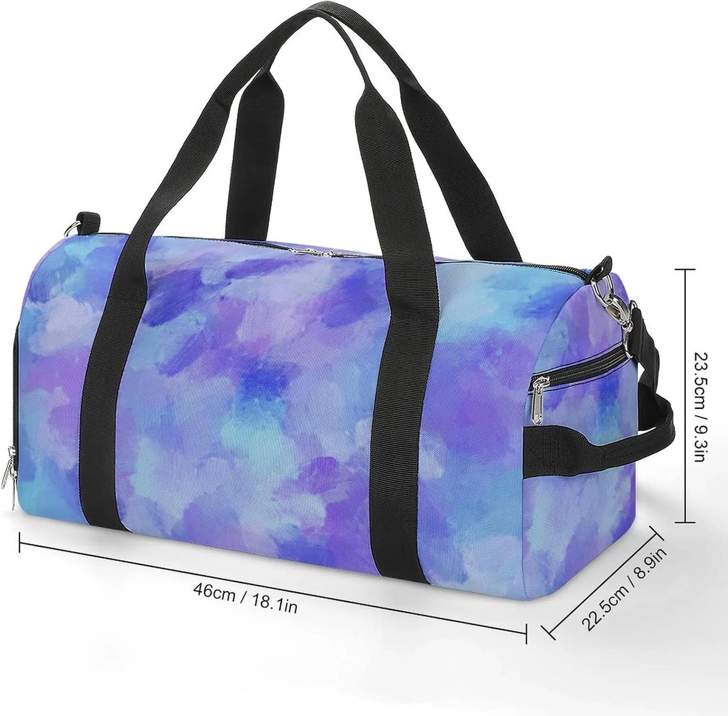 Sport Gym Duffel with Shoe Compartment Wet Pocket, Blue-oil-painting Shoulder Travel Bag for Women Men