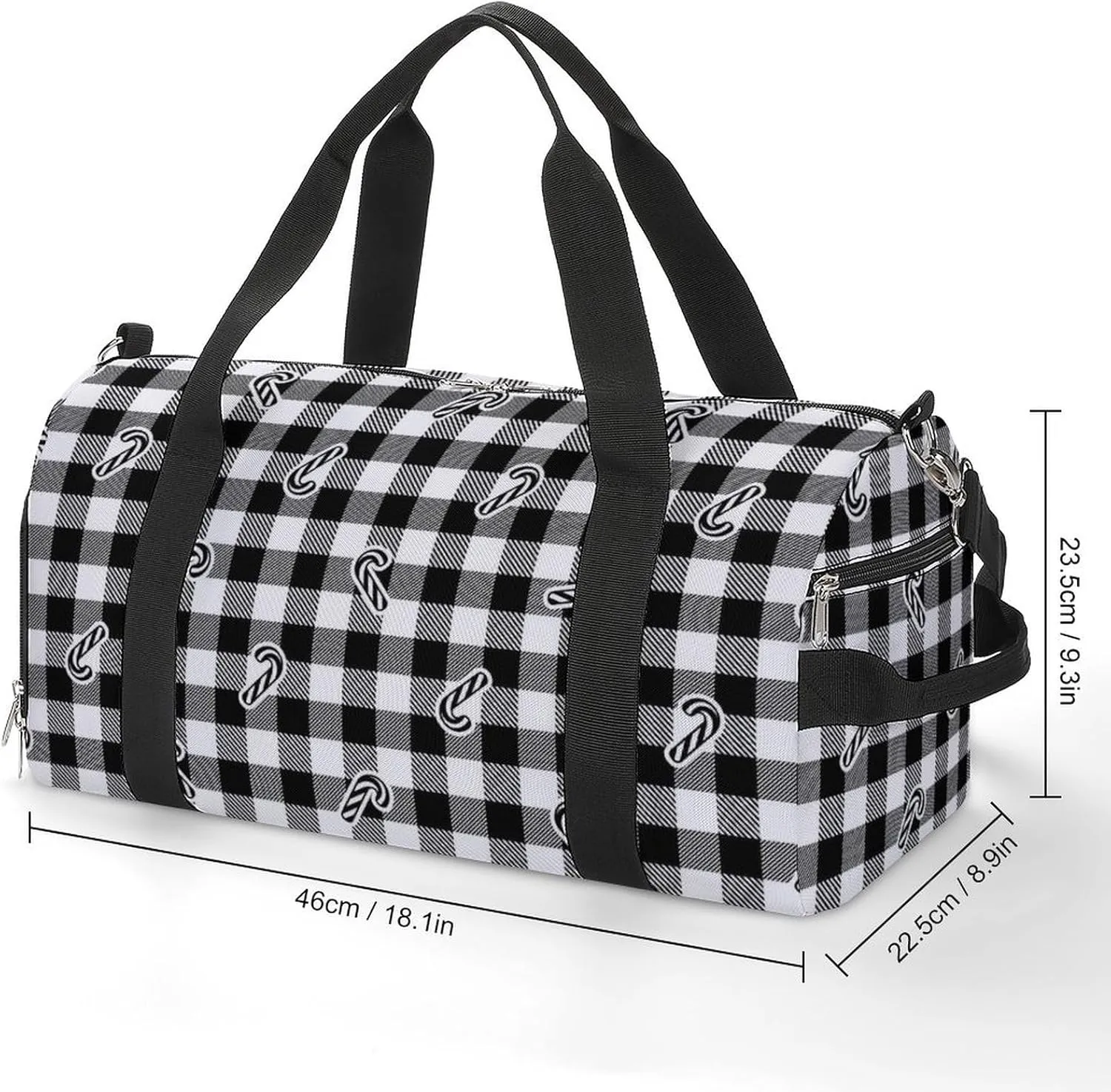 Sport Gym Duffel with Shoe Compartment Wet Pocket, Candy-cane-pattern Shoulder Travel Bag for Women Men