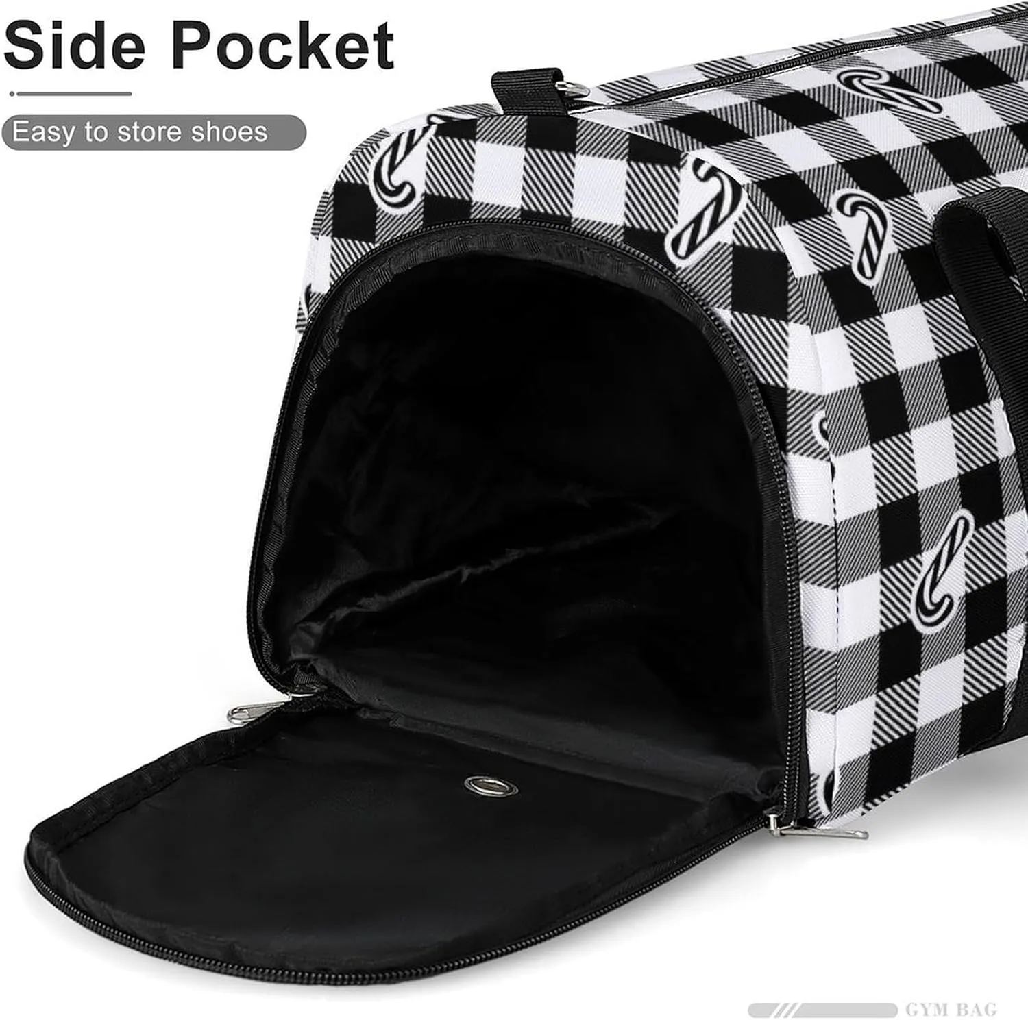 Sport Gym Duffel with Shoe Compartment Wet Pocket, Candy-cane-pattern Shoulder Travel Bag for Women Men