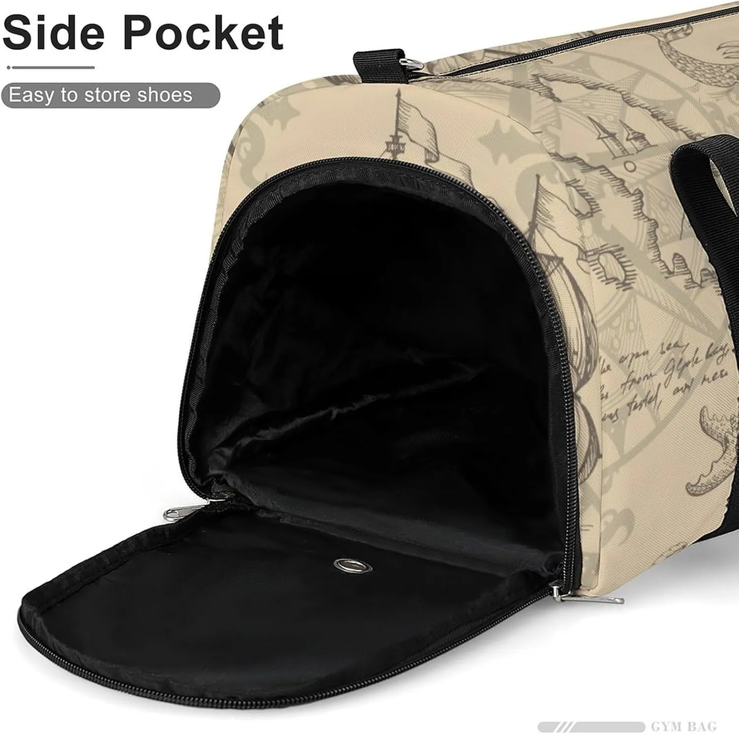 Sport Gym Duffel with Shoe Compartment Wet Pocket, Caravel-vintage-sailboat Shoulder Travel Bag for Women Men, style-4