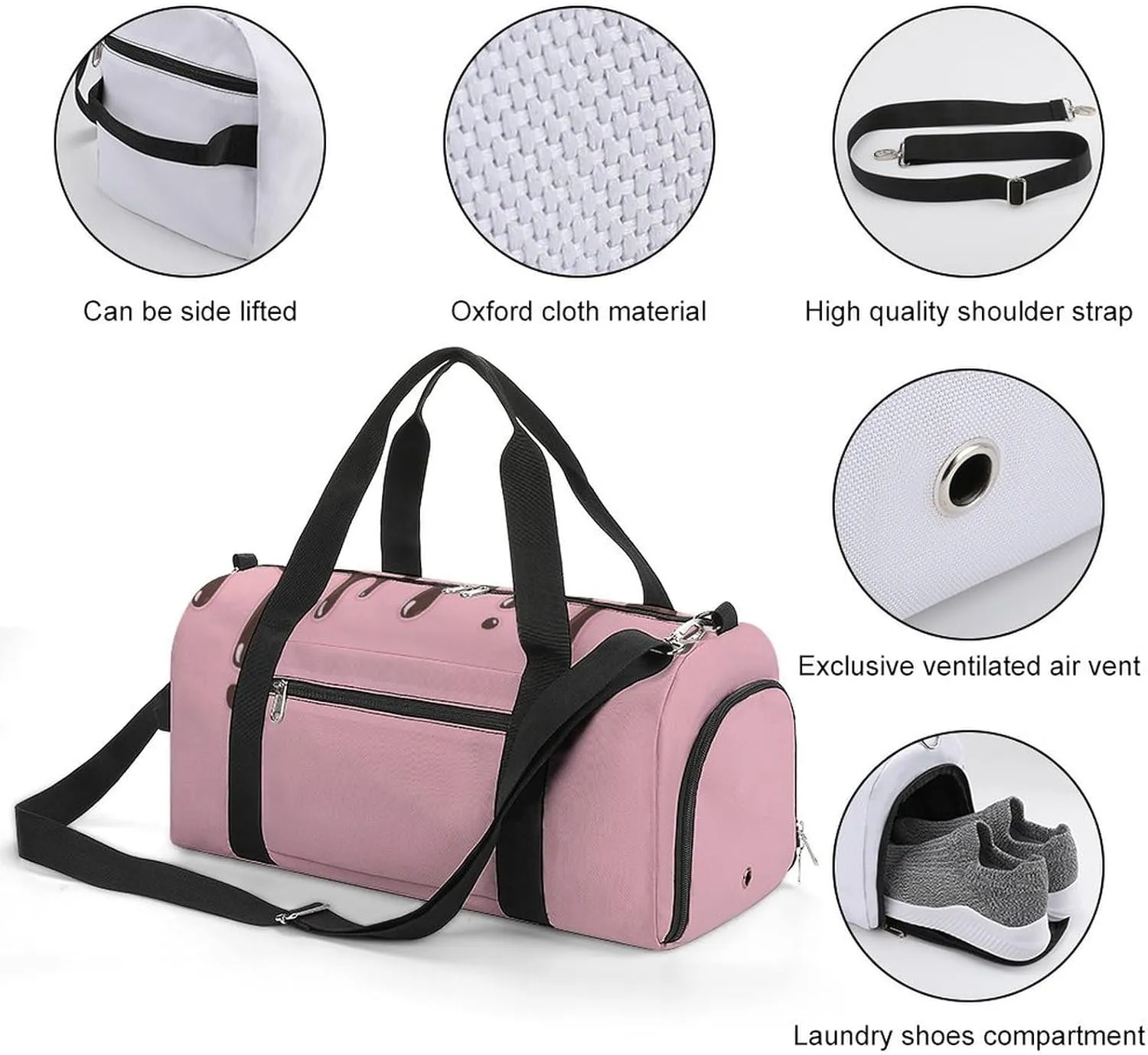 Sport Gym Duffel with Shoe Compartment Wet Pocket, Chocolate-melted-cute Shoulder Travel Bag for Women Men, style-2