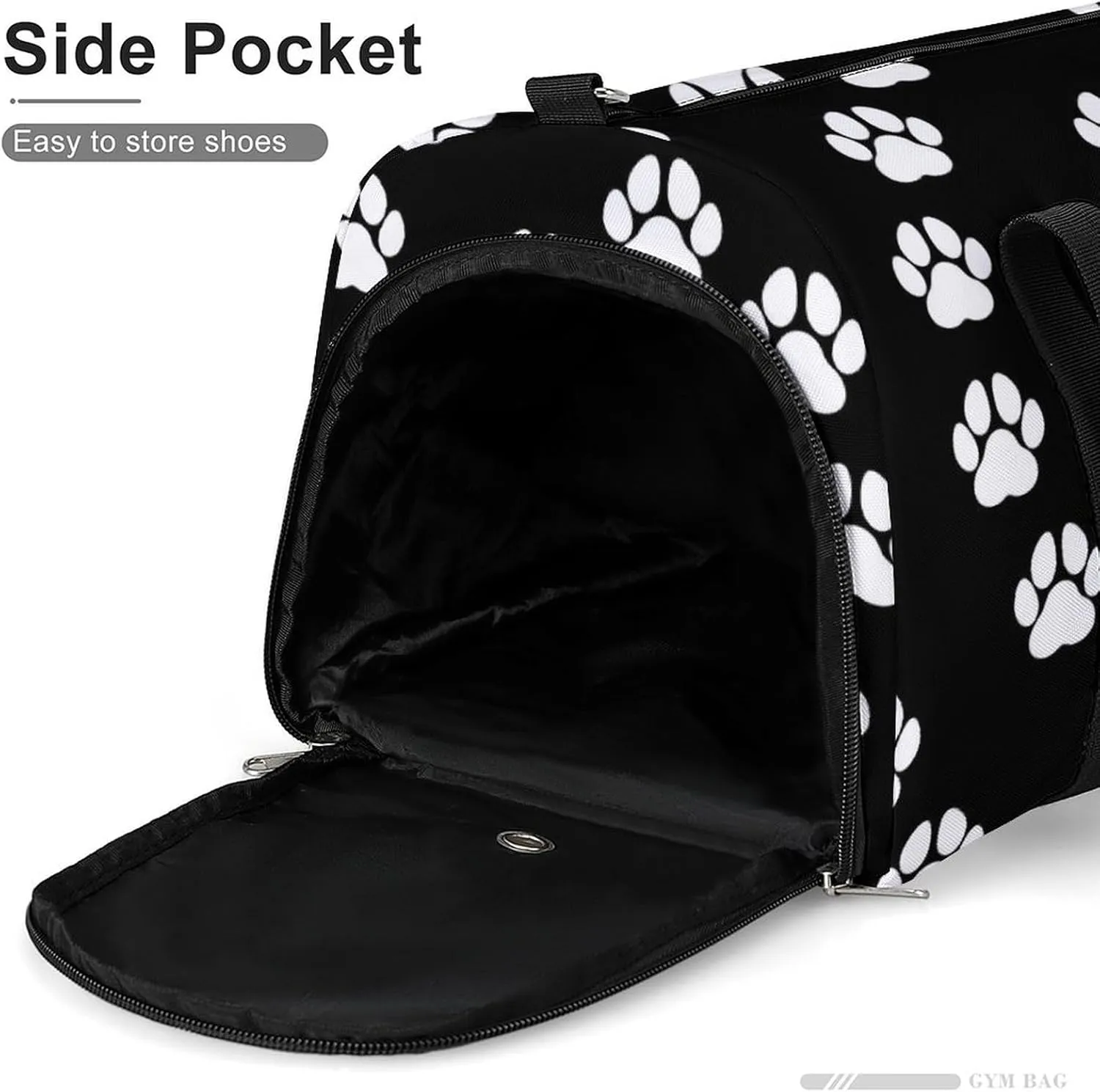 Sport Gym Duffel with Shoe Compartment Wet Pocket, Circular-pattern-paws-print Shoulder Travel Bag for Women Men