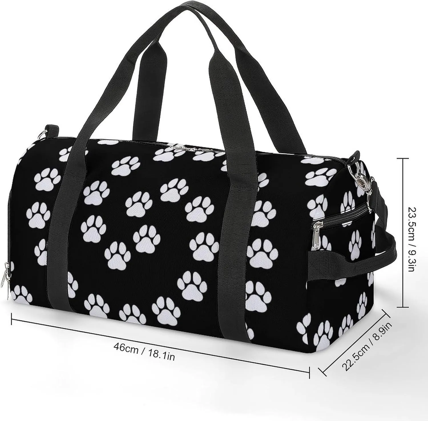 Sport Gym Duffel with Shoe Compartment Wet Pocket, Circular-pattern-paws-print Shoulder Travel Bag for Women Men