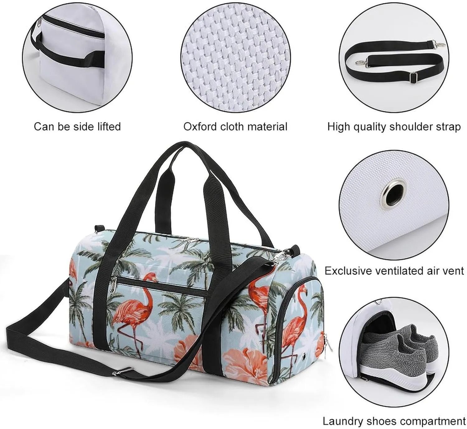 Sport Gym Duffel with Shoe Compartment Wet Pocket, Coconut-palms-printcoconut-palms-print Shoulder Travel Bag for Women Men