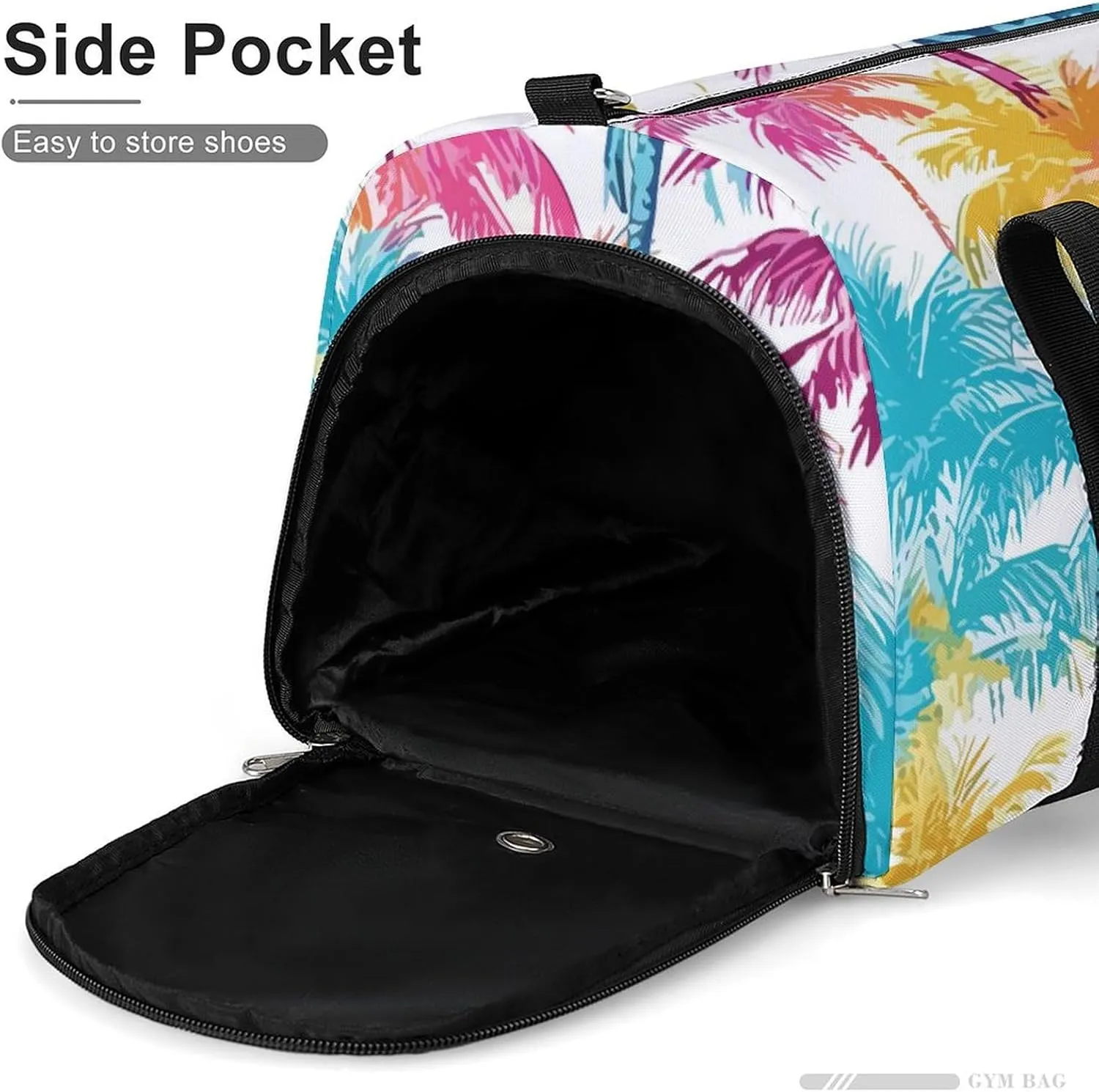 Sport Gym Duffel with Shoe Compartment Wet Pocket, Colorful-hawaii-palms-pattern Shoulder Travel Bag for Women Men, style-4