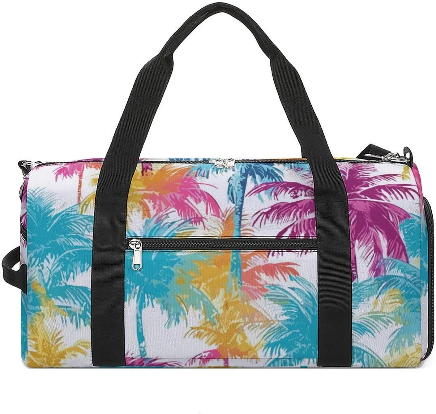Sport Gym Duffel with Shoe Compartment Wet Pocket, Colorful-hawaii-palms-pattern Shoulder Travel Bag for Women Men, style-4