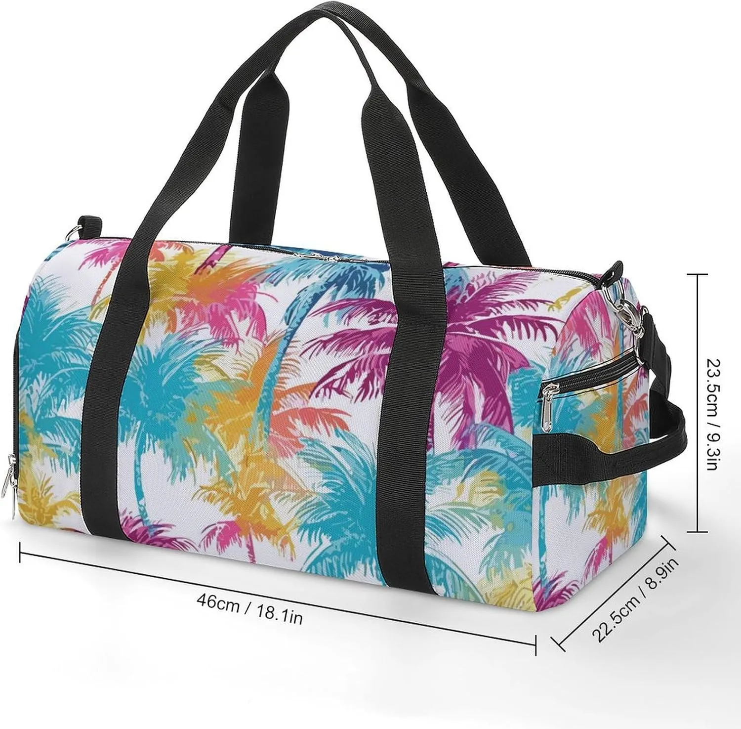 Sport Gym Duffel with Shoe Compartment Wet Pocket, Colorful-hawaii-palms-pattern Shoulder Travel Bag for Women Men, style-4