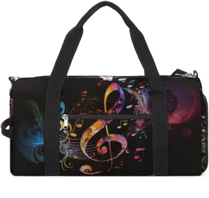 Sport Gym Duffel with Shoe Compartment Wet Pocket, Colorful Music Notes Shoulder Travel Bag for Women Men, style-4