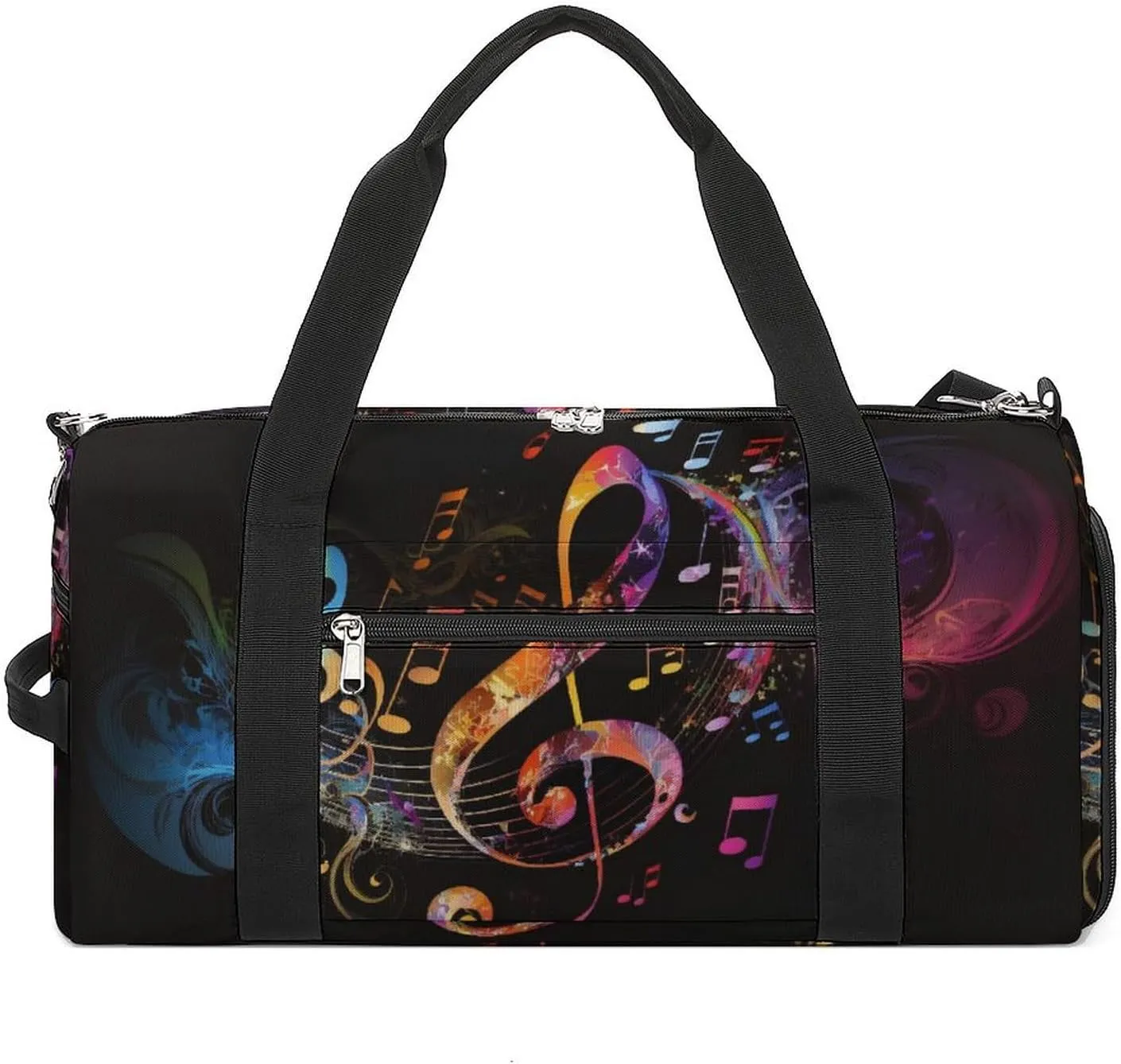 Sport Gym Duffel with Shoe Compartment Wet Pocket, Colorful Music Notes Shoulder Travel Bag for Women Men, style-4