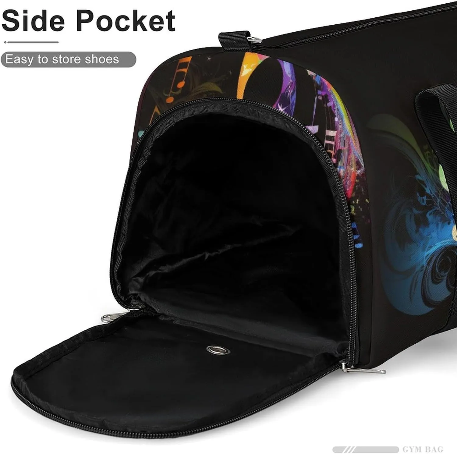 Sport Gym Duffel with Shoe Compartment Wet Pocket, Colorful Music Notes Shoulder Travel Bag for Women Men, style-4