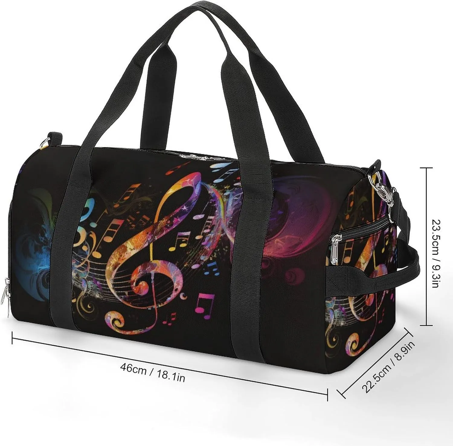Sport Gym Duffel with Shoe Compartment Wet Pocket, Colorful Music Notes Shoulder Travel Bag for Women Men, style-4