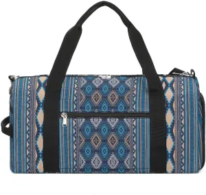 Sport Gym Duffel with Shoe Compartment Wet Pocket, Colorful-thailand-style Shoulder Travel Bag for Women Men