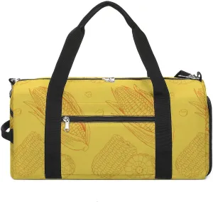 Sport Gym Duffel with Shoe Compartment Wet Pocket, Corn-doodle-pattern Shoulder Travel Bag for Women Men