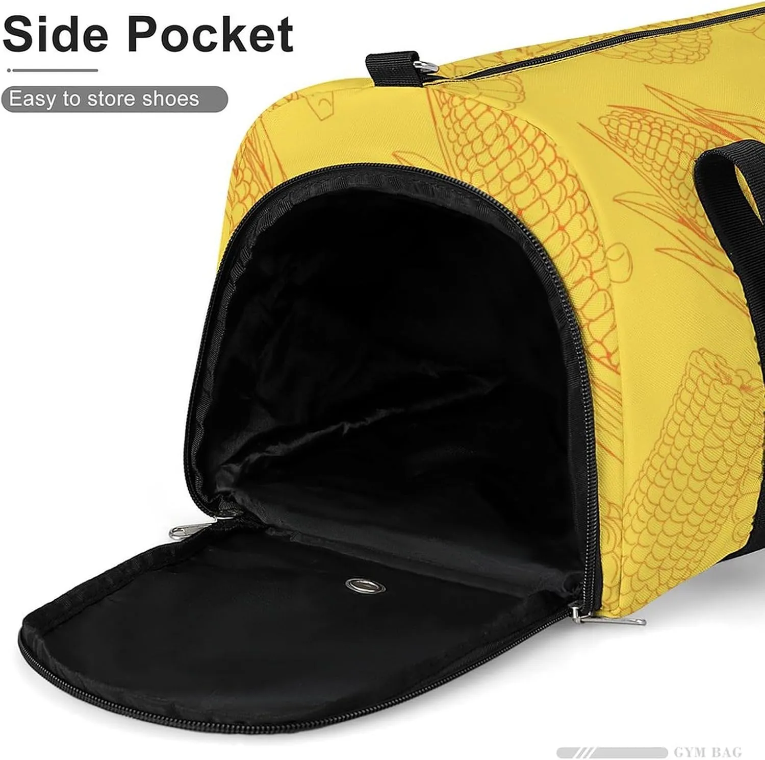 Sport Gym Duffel with Shoe Compartment Wet Pocket, Corn-doodle-pattern Shoulder Travel Bag for Women Men