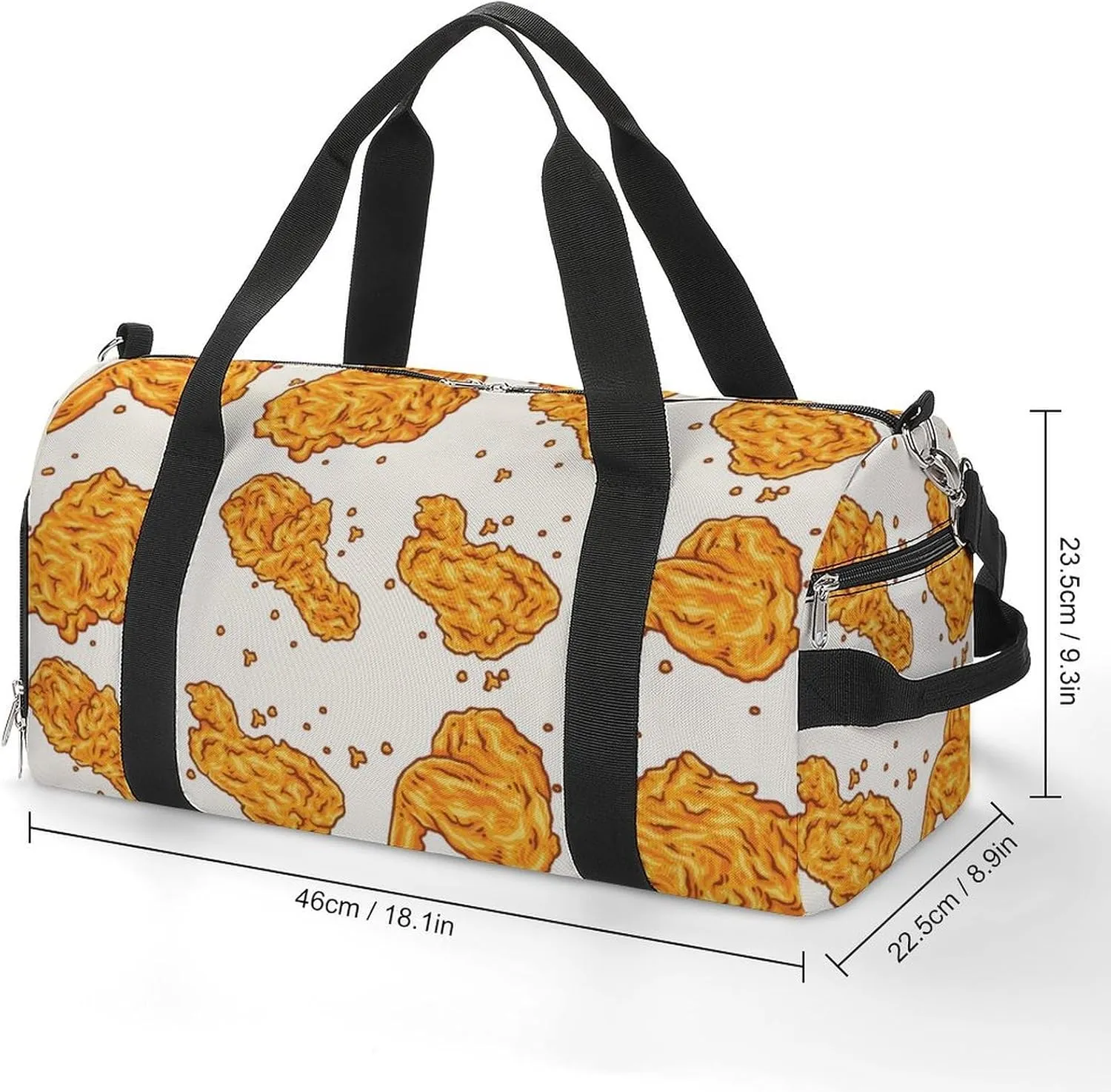 Sport Gym Duffel with Shoe Compartment Wet Pocket, Fried-chicken-pattern Shoulder Travel Bag for Women Men, style-1