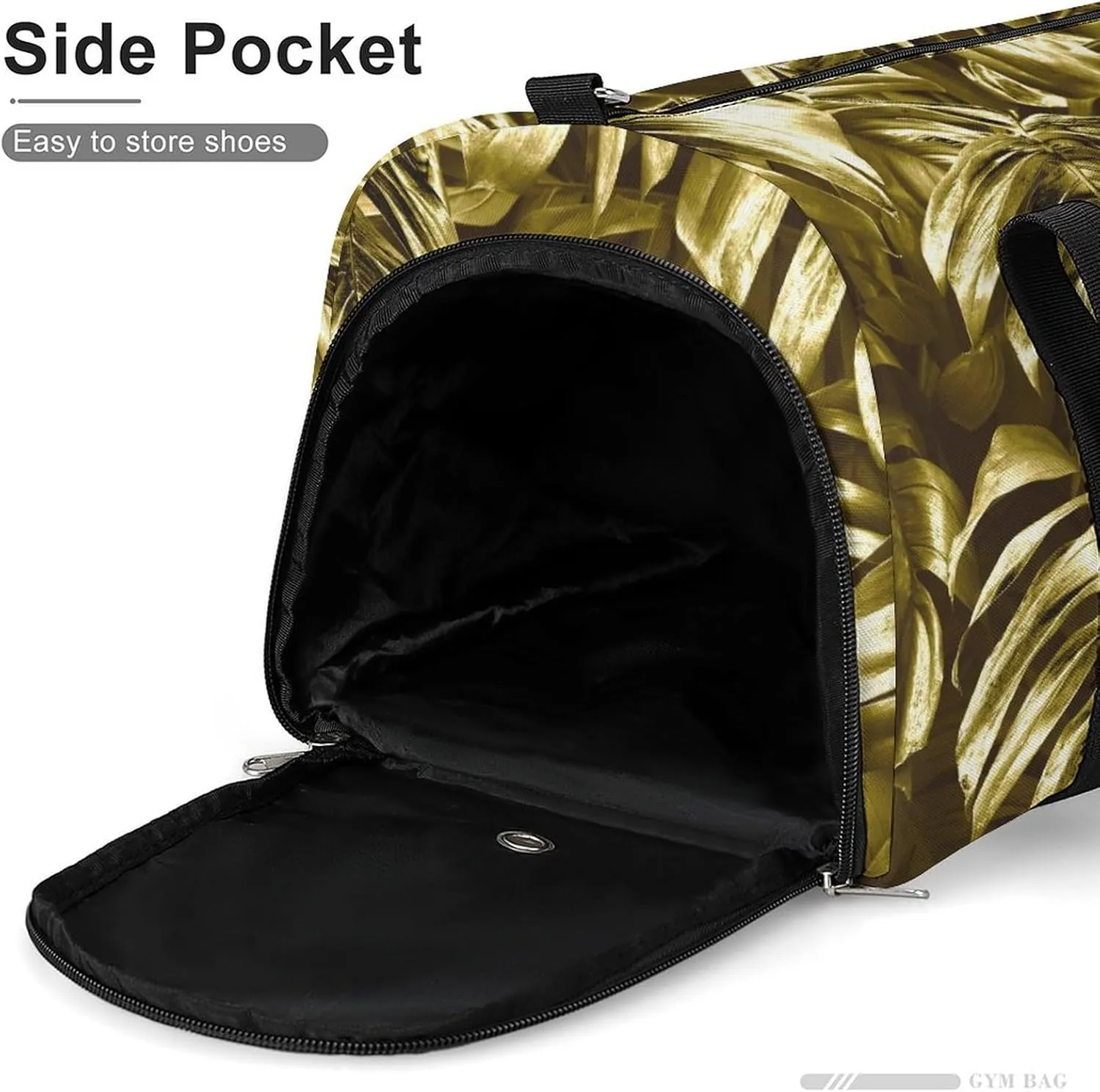 Sport Gym Duffel with Shoe Compartment Wet Pocket, Gold-leaves-background Shoulder Travel Bag for Women Men, style-4