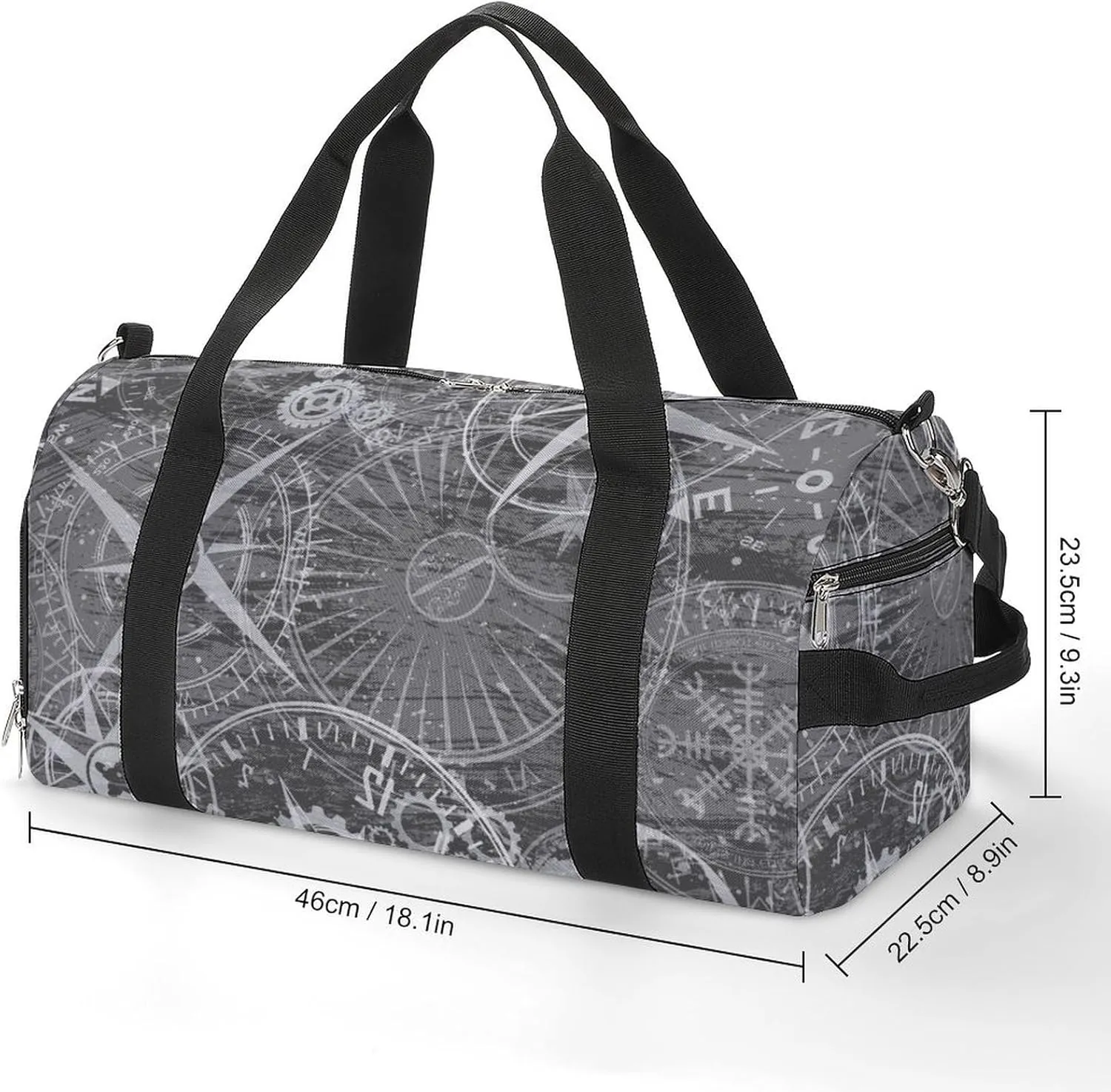 Sport Gym Duffel with Shoe Compartment Wet Pocket, Grunge-white-print Shoulder Travel Bag for Women Men
