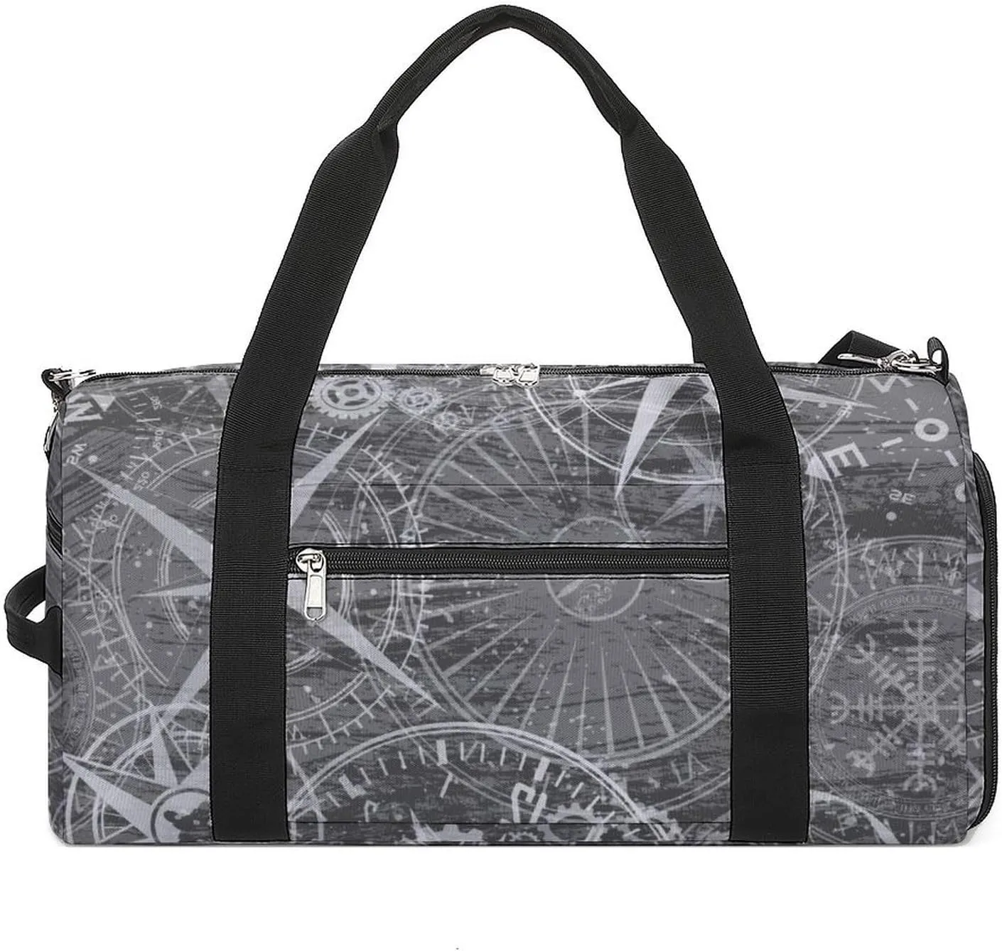 Sport Gym Duffel with Shoe Compartment Wet Pocket, Grunge-white-print Shoulder Travel Bag for Women Men