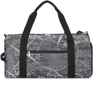 Sport Gym Duffel with Shoe Compartment Wet Pocket, Grunge-white-print Shoulder Travel Bag for Women Men