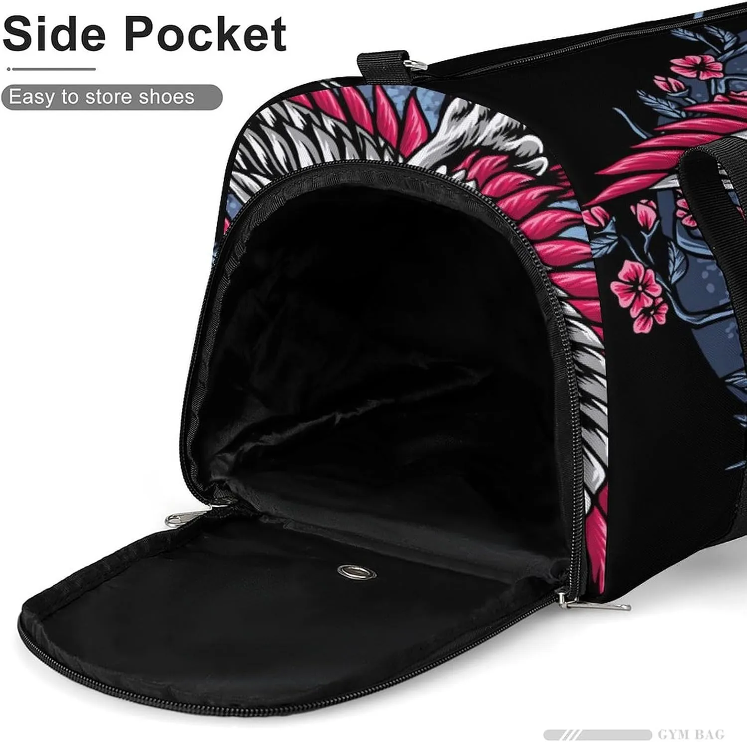 Sport Gym Duffel with Shoe Compartment Wet Pocket, Japanese-flying-cranes-print Shoulder Travel Bag for Women Men
