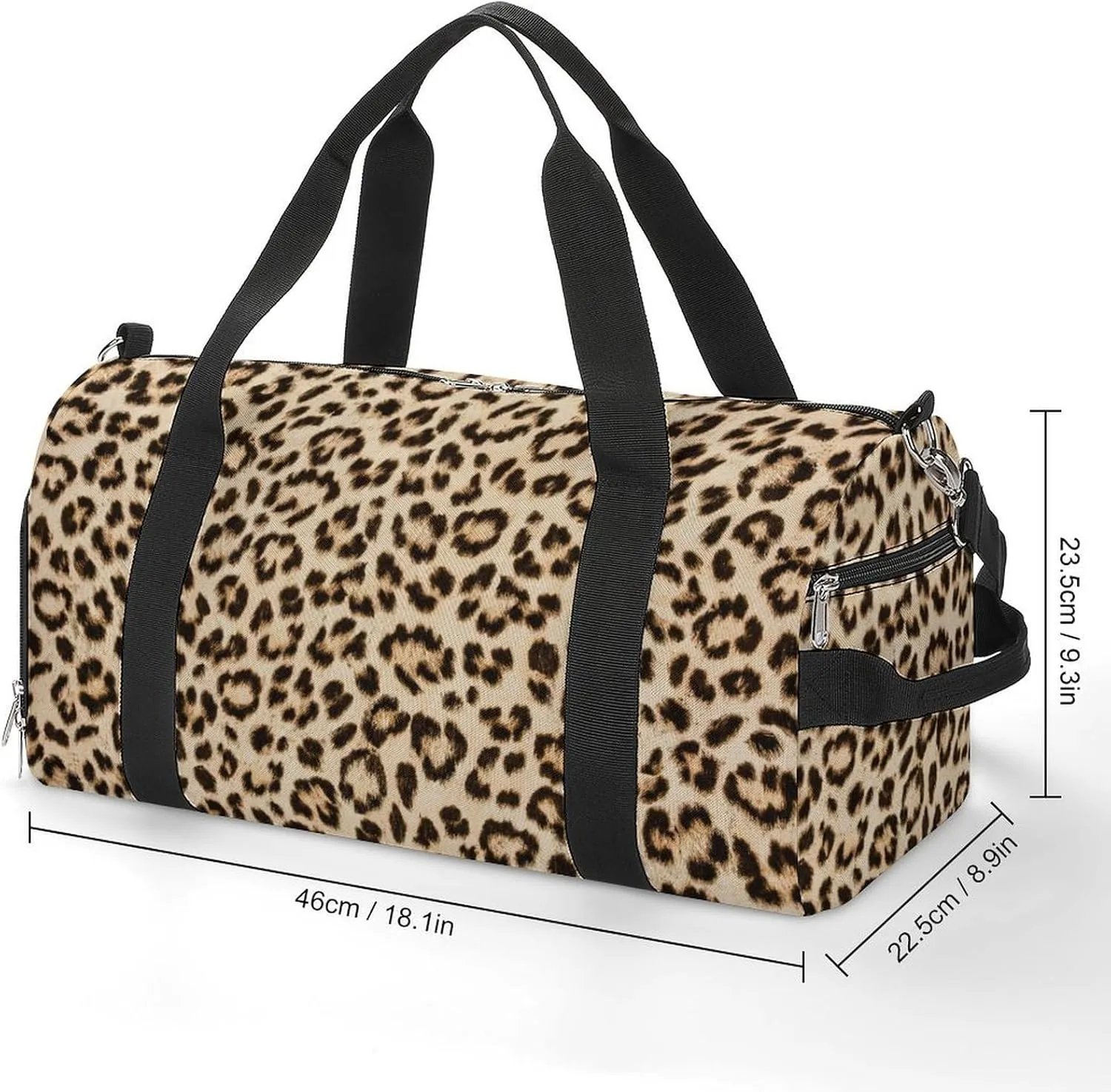 Sport Gym Duffel with Shoe Compartment Wet Pocket, Leopard-skin-texture Shoulder Travel Bag for Women Men
