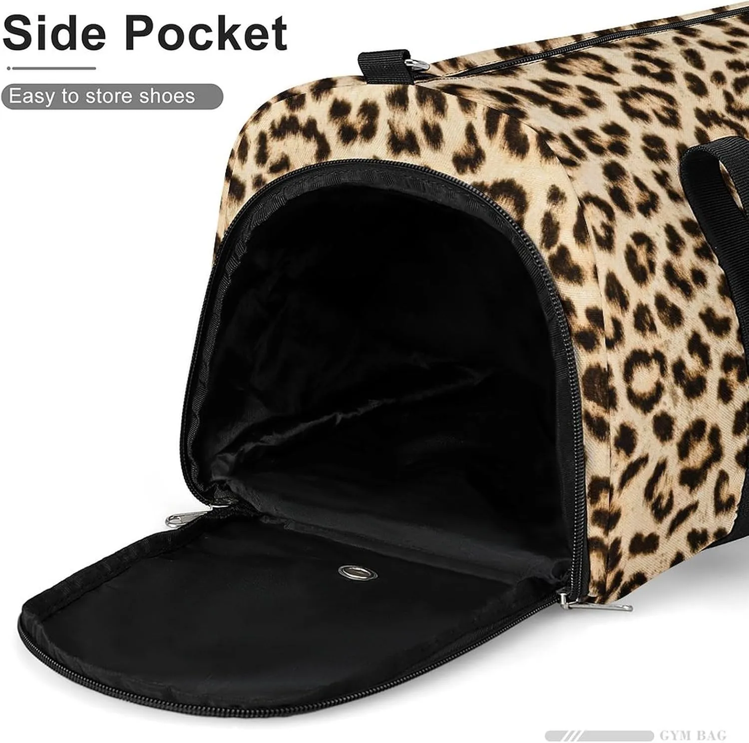 Sport Gym Duffel with Shoe Compartment Wet Pocket, Leopard-skin-texture Shoulder Travel Bag for Women Men