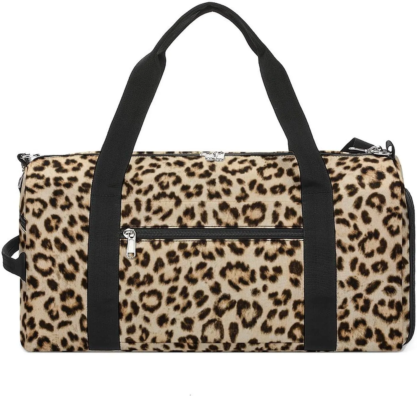 Sport Gym Duffel with Shoe Compartment Wet Pocket, Leopard-skin-texture Shoulder Travel Bag for Women Men