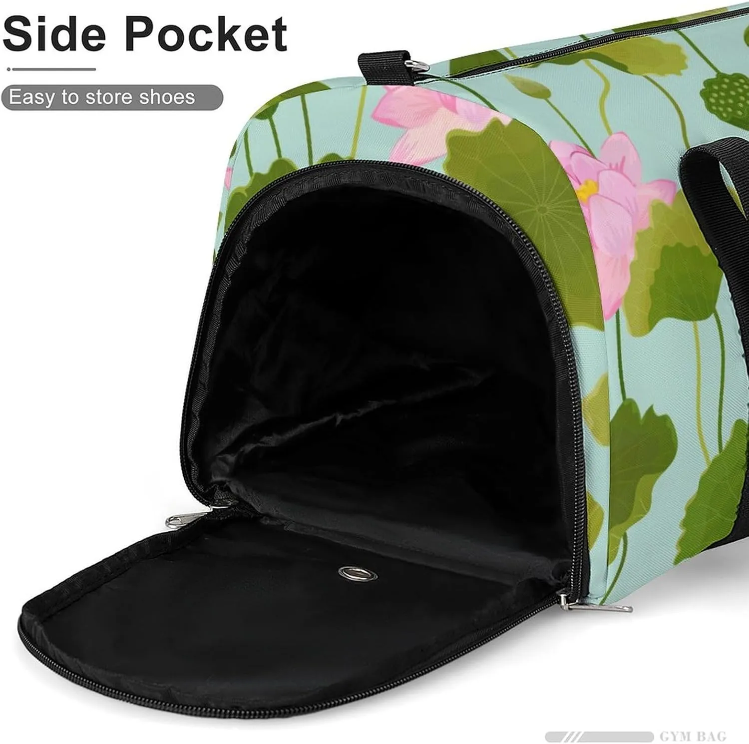 Sport Gym Duffel with Shoe Compartment Wet Pocket, Lotus-flowers-leaves-retro Shoulder Travel Bag for Women Men