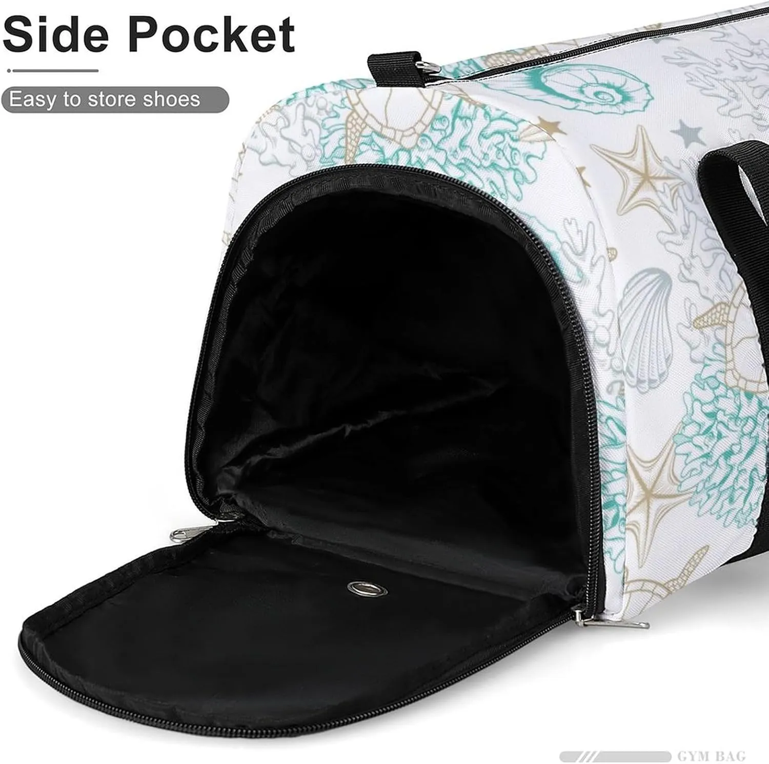 Sport Gym Duffel with Shoe Compartment Wet Pocket, Marines-shells Shoulder Travel Bag for Women Men, style-3