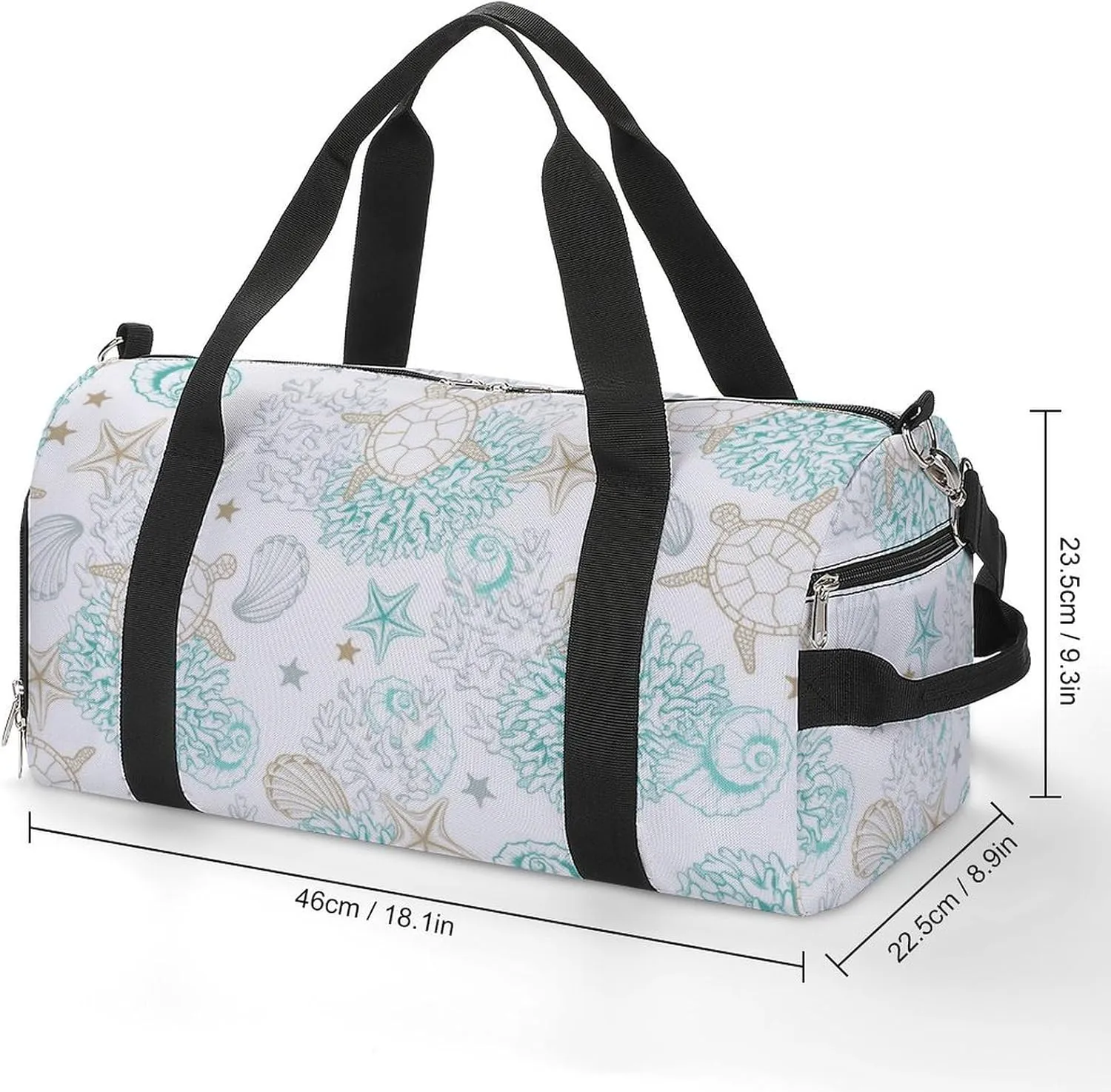 Sport Gym Duffel with Shoe Compartment Wet Pocket, Marines-shells Shoulder Travel Bag for Women Men, style-3