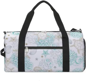 Sport Gym Duffel with Shoe Compartment Wet Pocket, Marines-shells Shoulder Travel Bag for Women Men, style-3