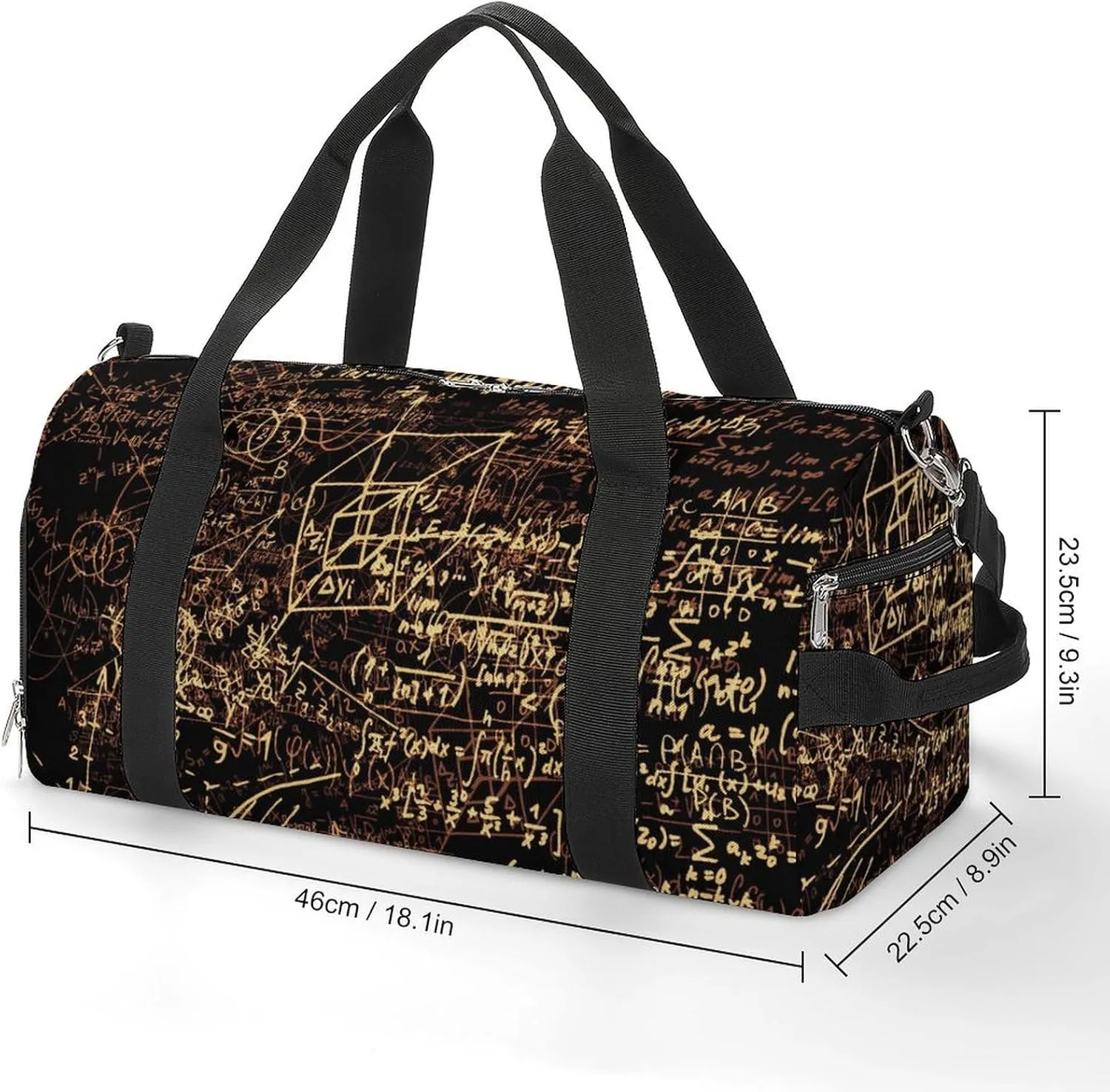Sport Gym Duffel with Shoe Compartment Wet Pocket, Mathematical-formulas Print Shoulder Travel Bag for Women Men, style-1