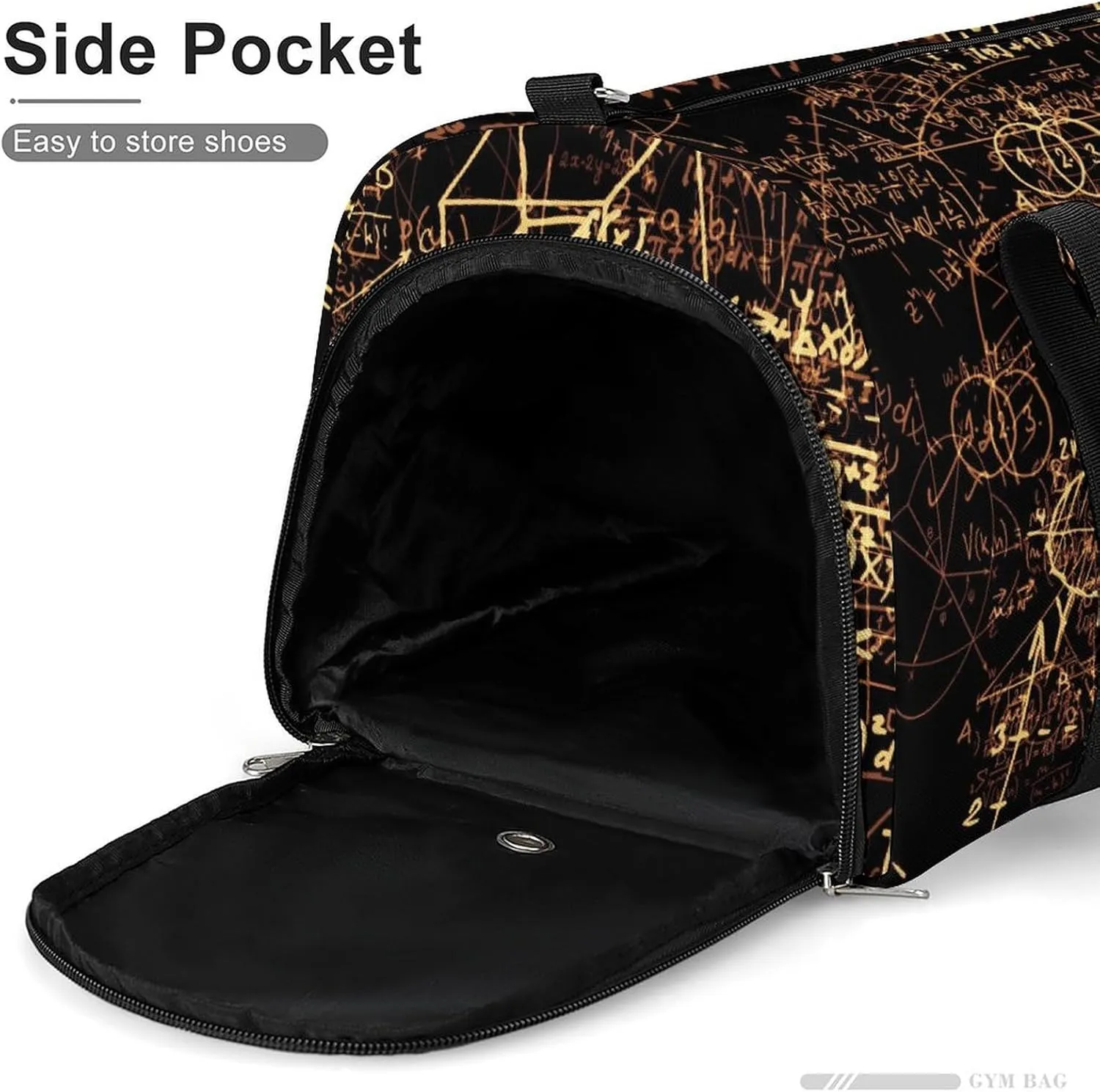 Sport Gym Duffel with Shoe Compartment Wet Pocket, Mathematical-formulas Print Shoulder Travel Bag for Women Men, style-1